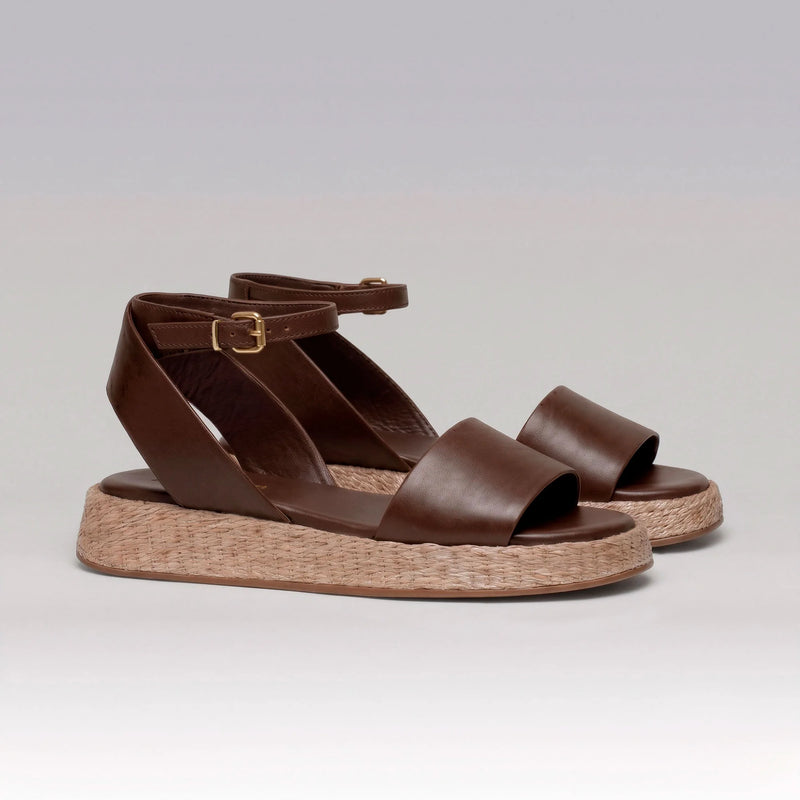 Anabela Flatform Couro Ana Café