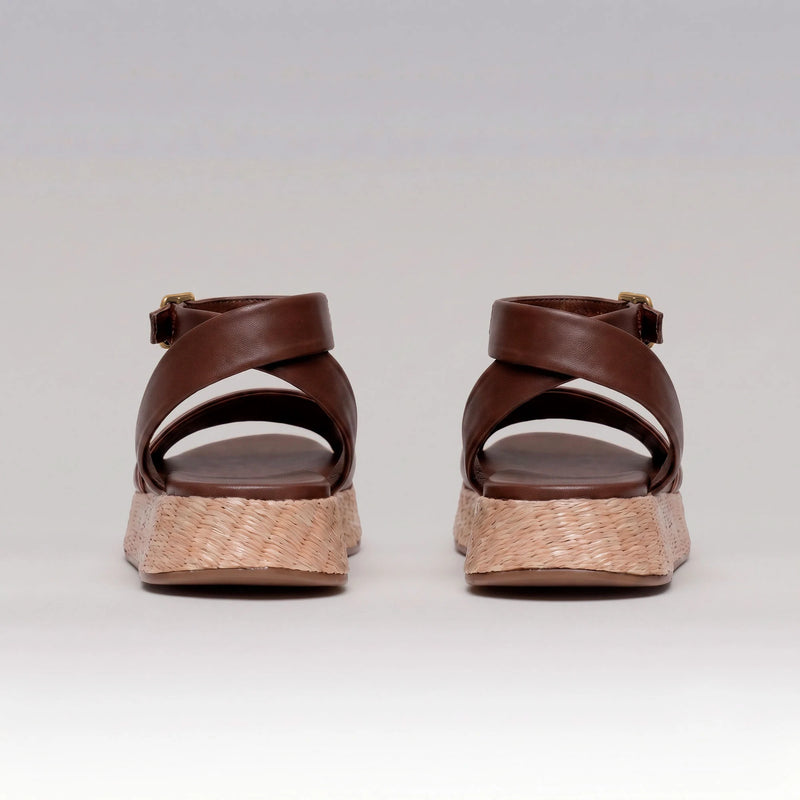 Anabela Flatform Couro Ana Café