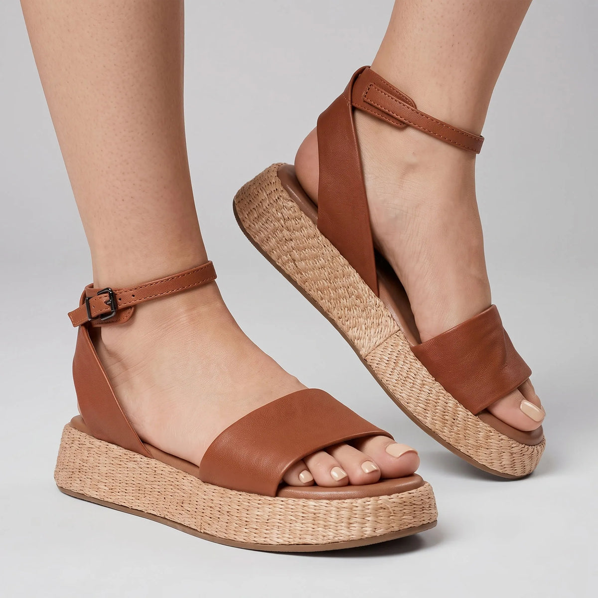 Anabela Flatform Couro Ana Whisky