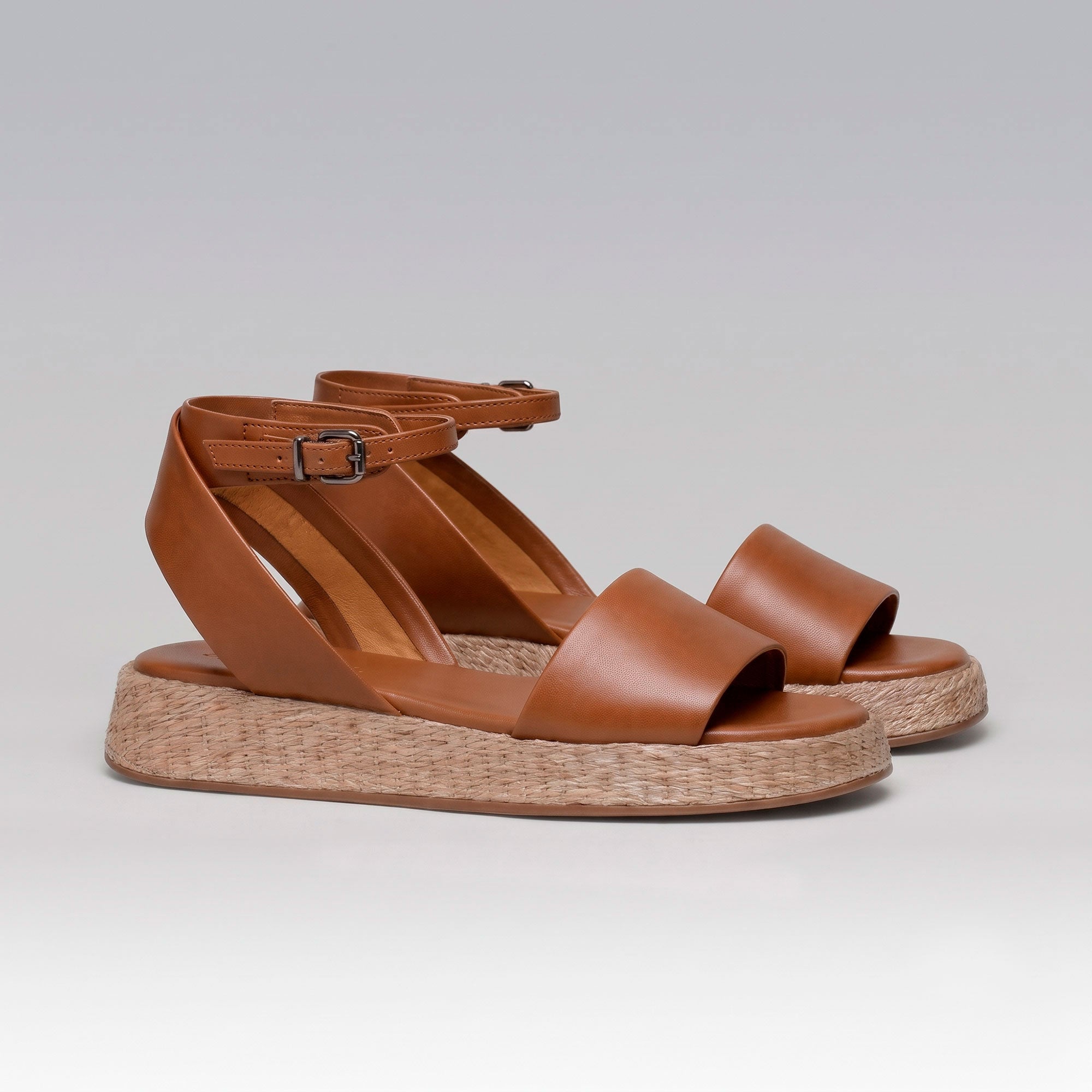 Anabela Flatform Couro Ana Whisky