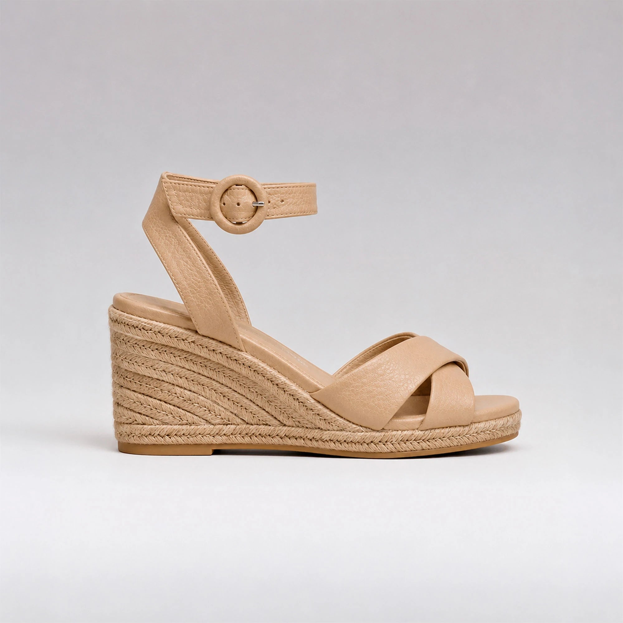 Sandália Anabela Chloé Couro Legítimo e Corda Camel
