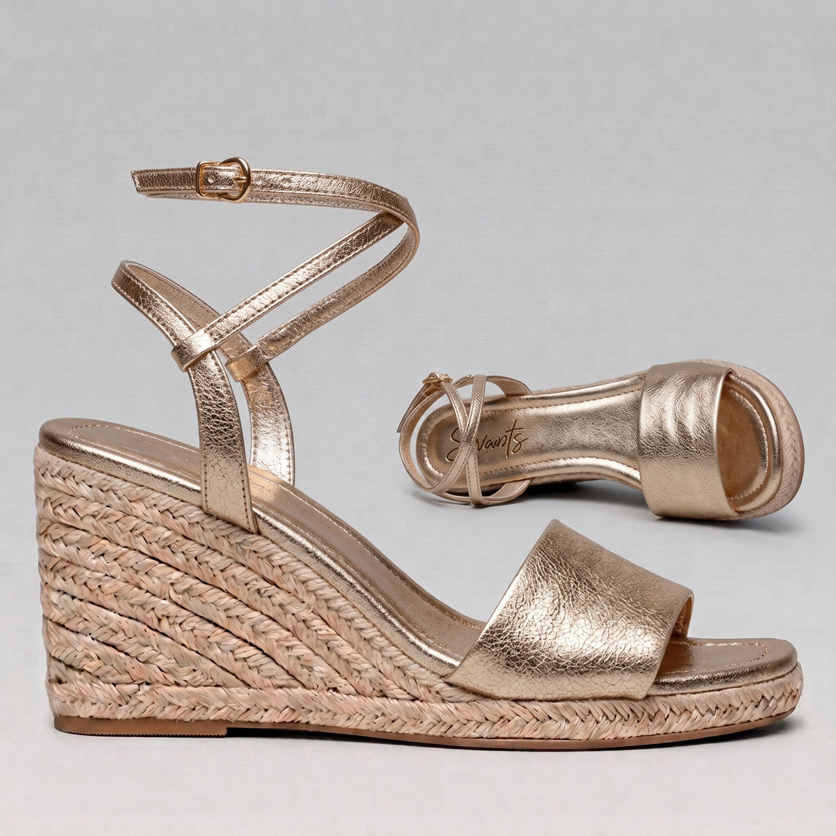 Anabela Couro Corda Tira Marina Ouro Light
