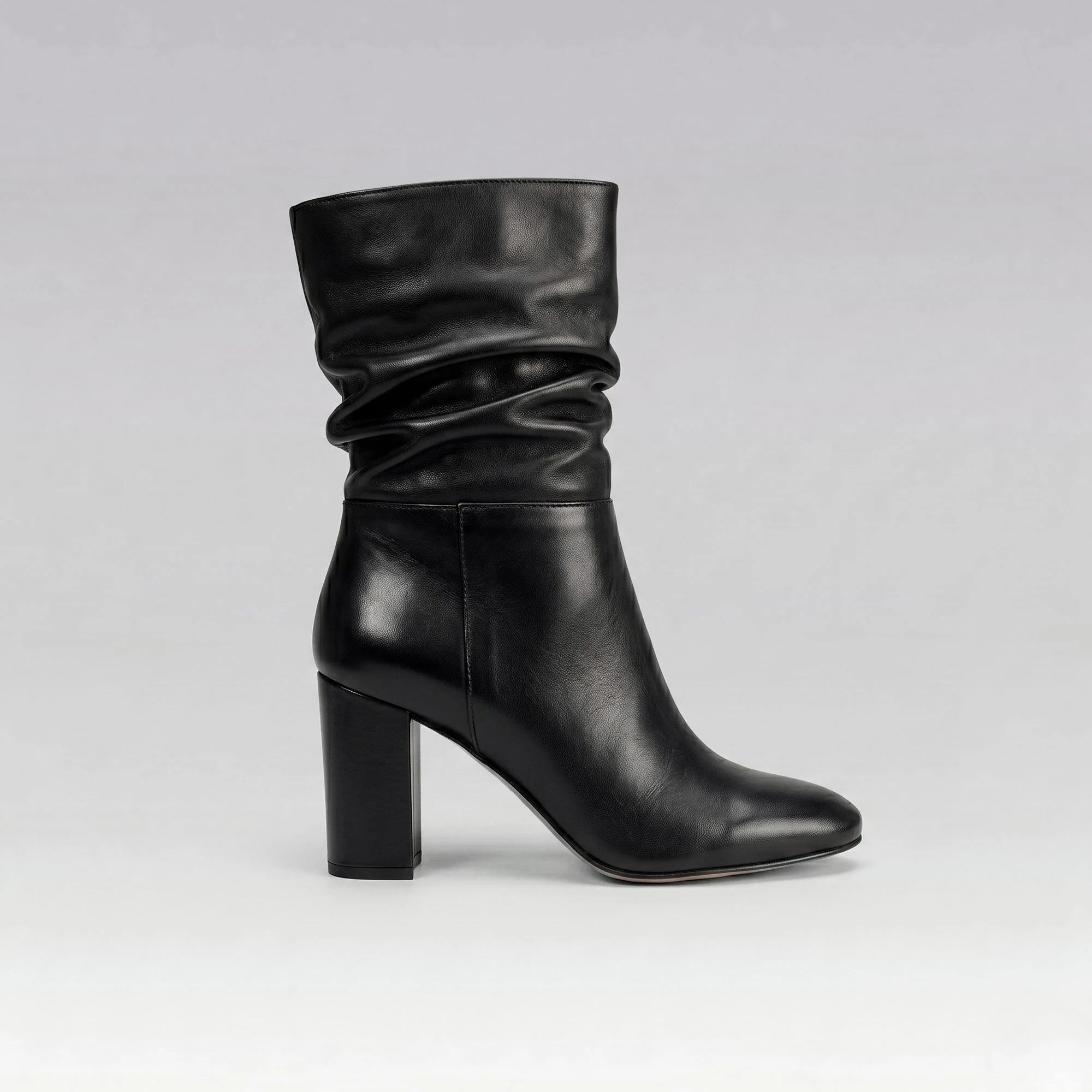 Bota Couro Salto Bloco Nina Preto