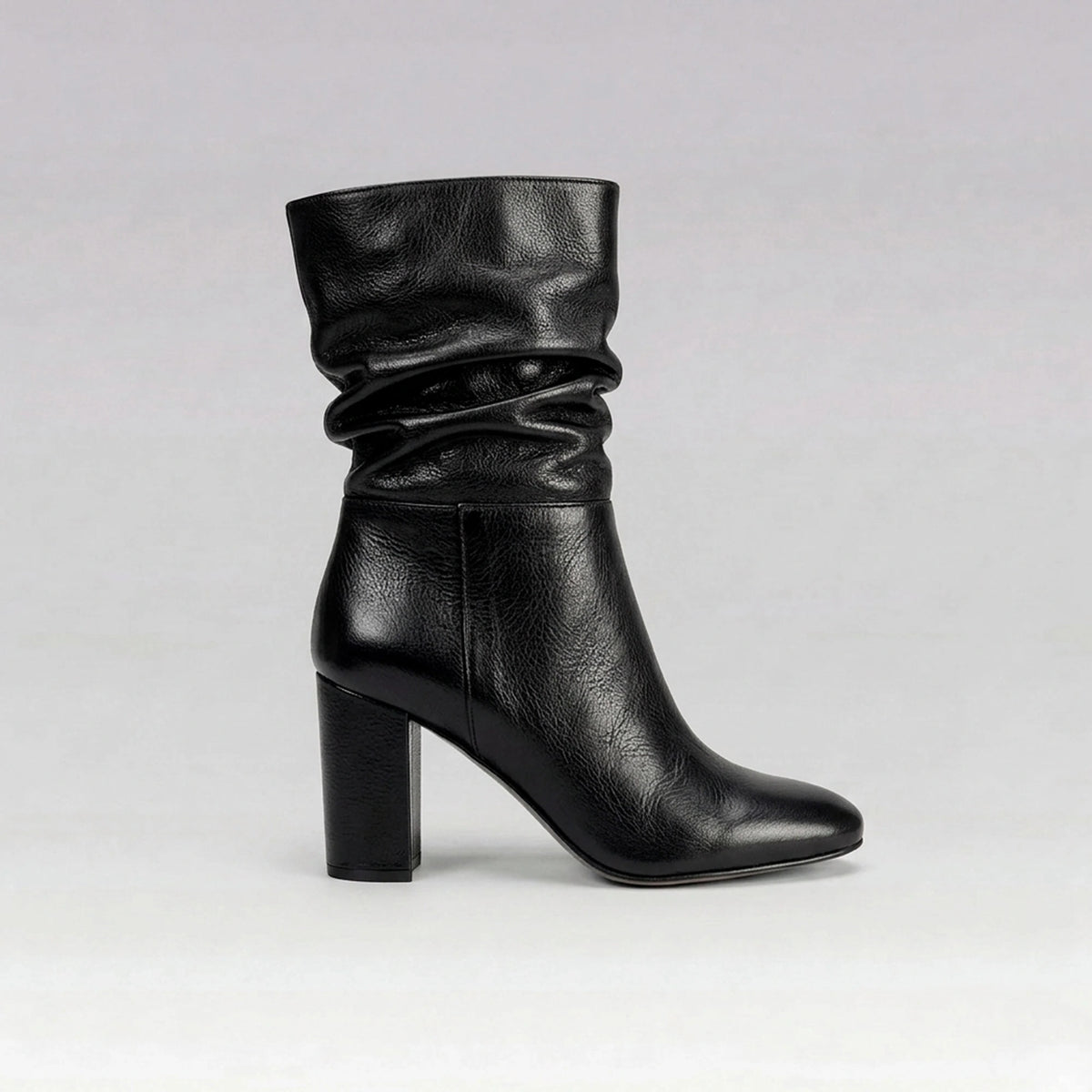 Bota Couro Salto Bloco Nina Preto