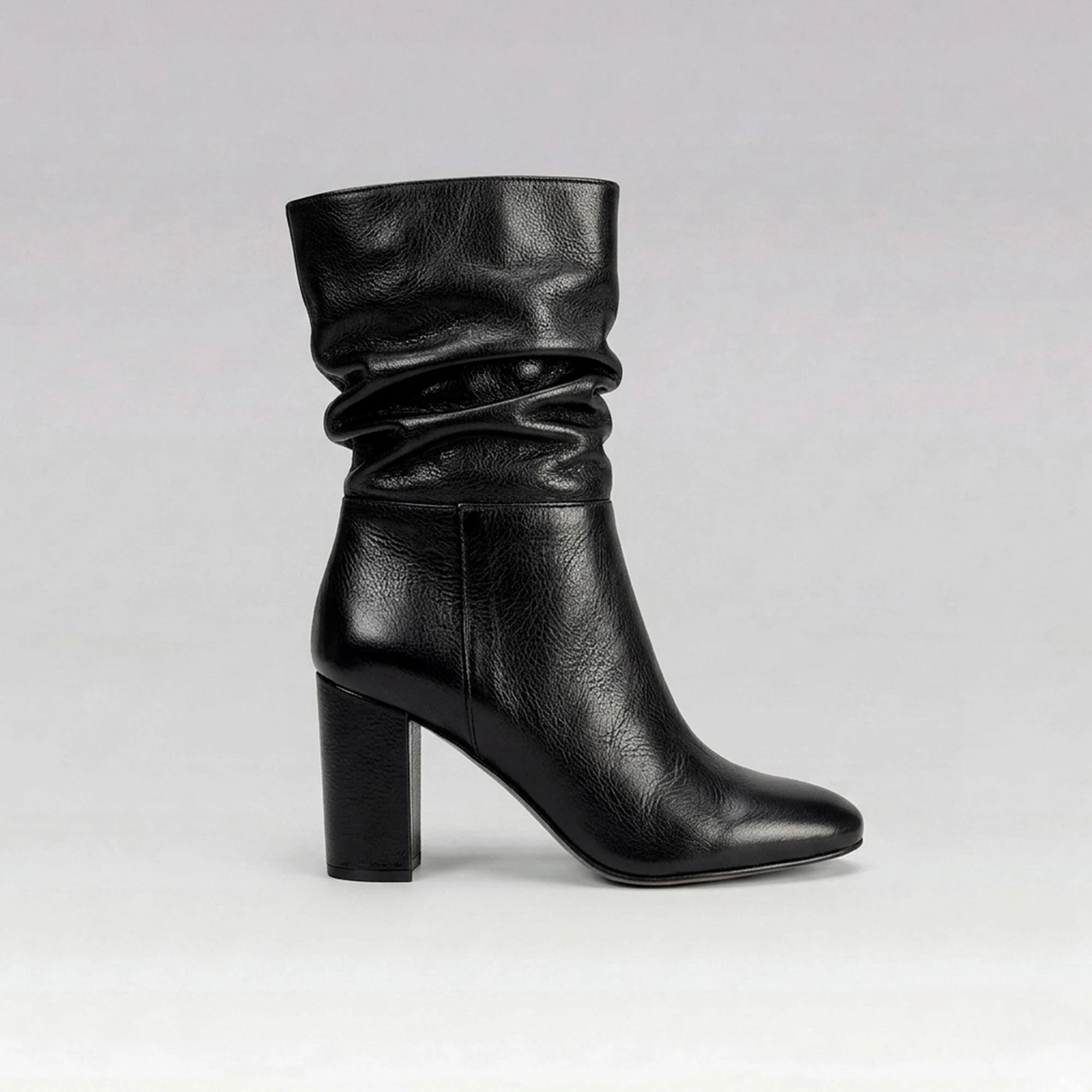 Bota Couro Salto Bloco Nina Preto