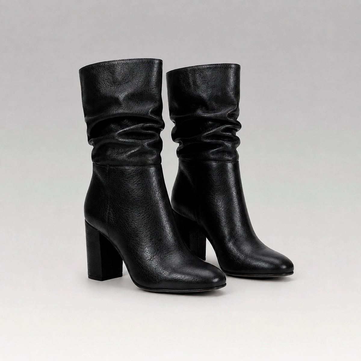 Bota Couro Salto Bloco Nina Preto