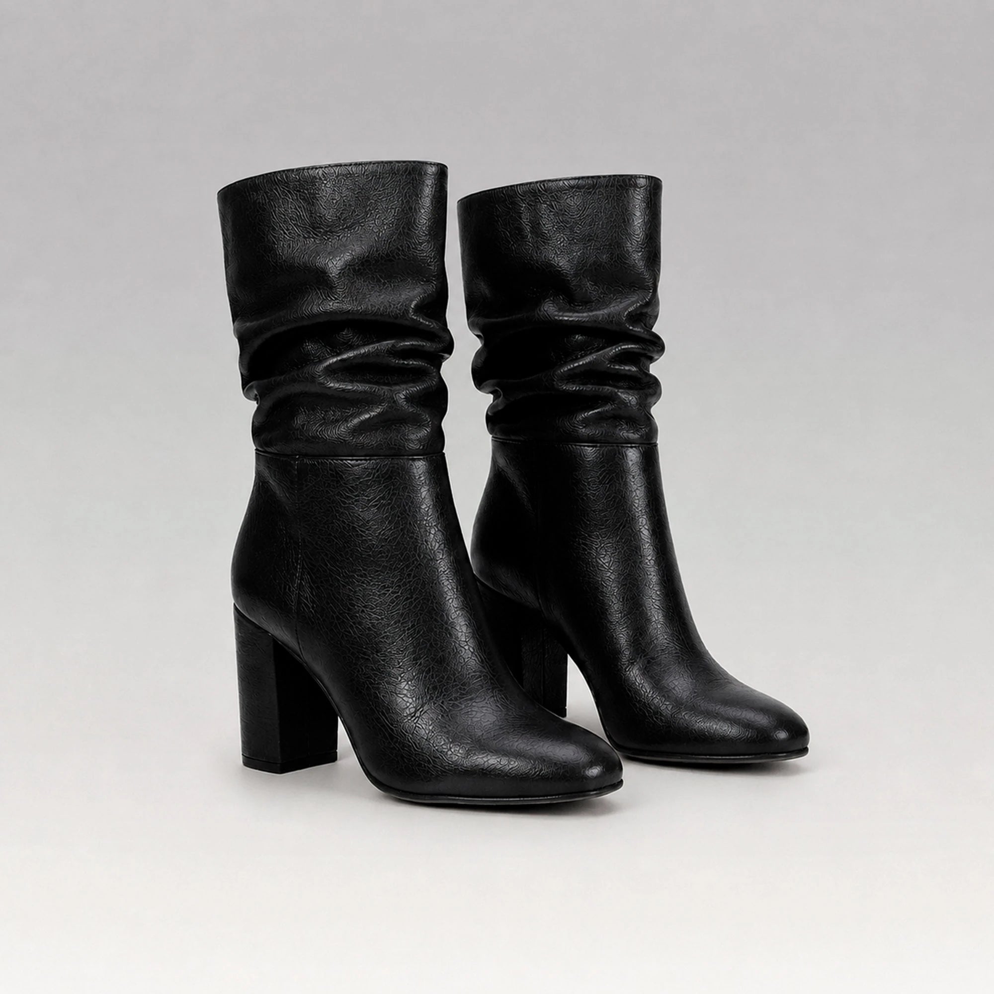 Bota Couro Salto Bloco Nina Preto