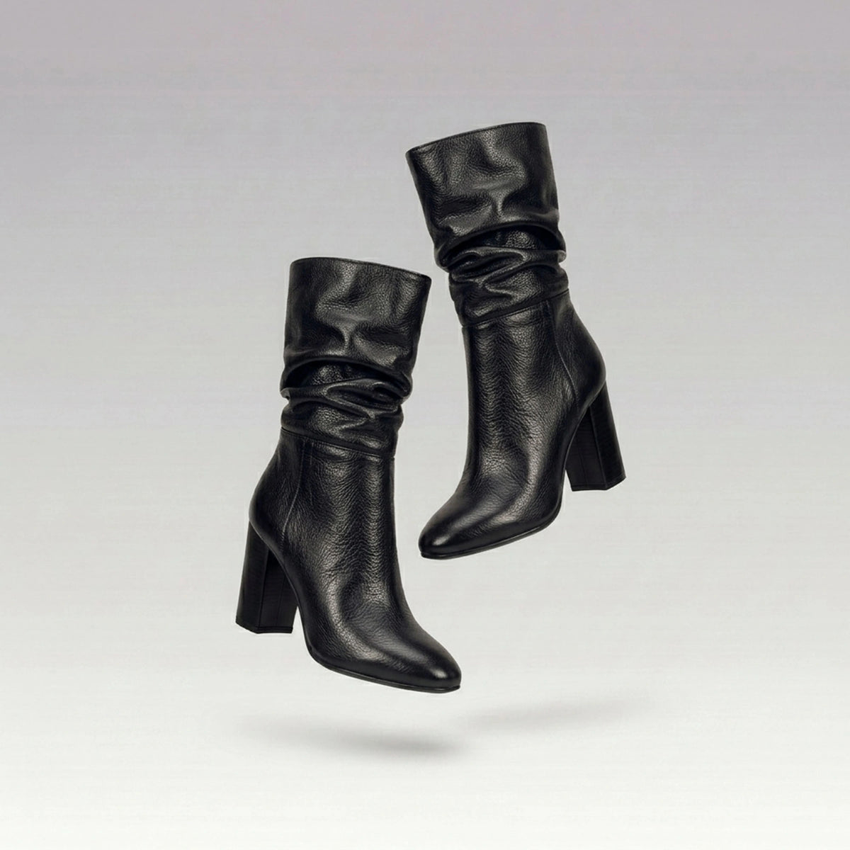 Bota Couro Salto Bloco Nina Preto