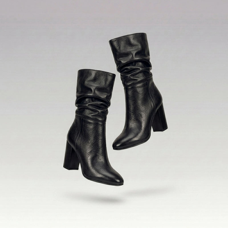 Bota Couro Salto Bloco Nina Preto