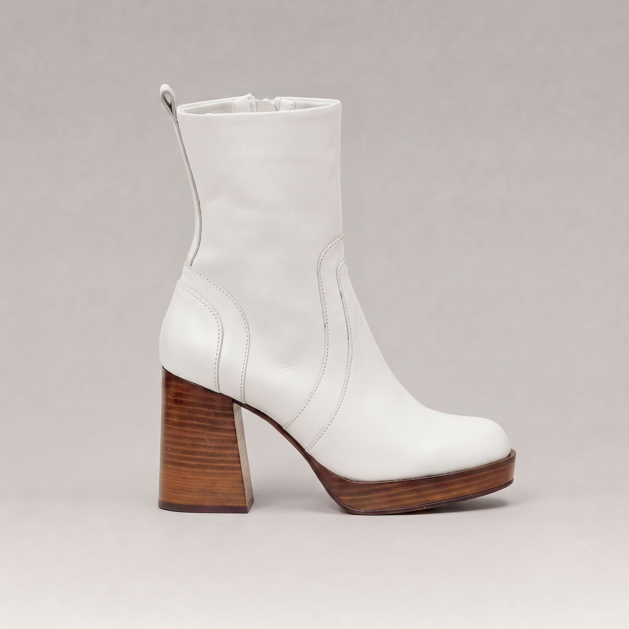 Bota Plataforma Shantal Couro White