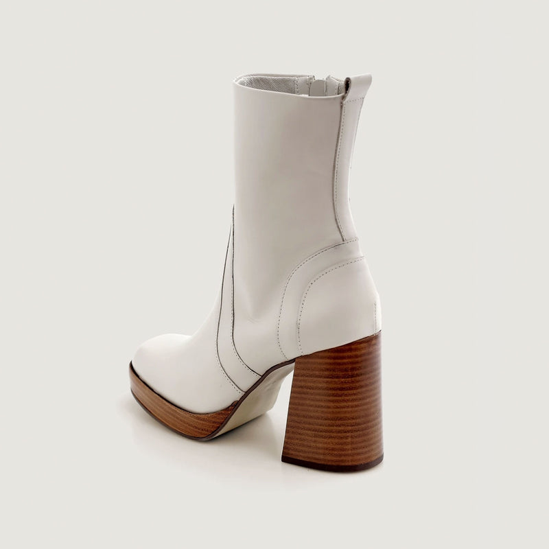 Bota Plataforma Shantal Couro White