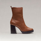 Bota Plataforma Shantal Couro Caramelo