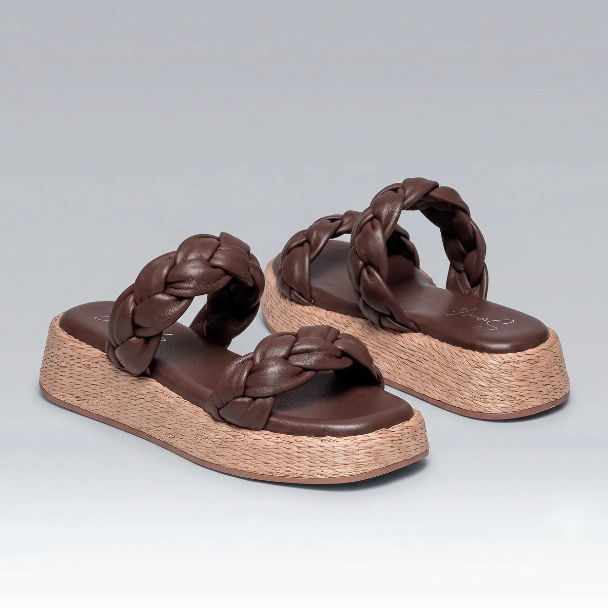 Anabela Flatform Couro Bela Café