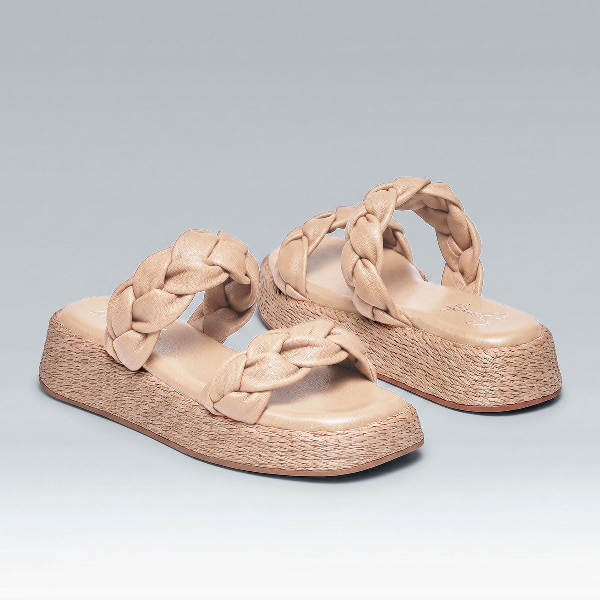 Anabela Flatform Couro Bela Natural