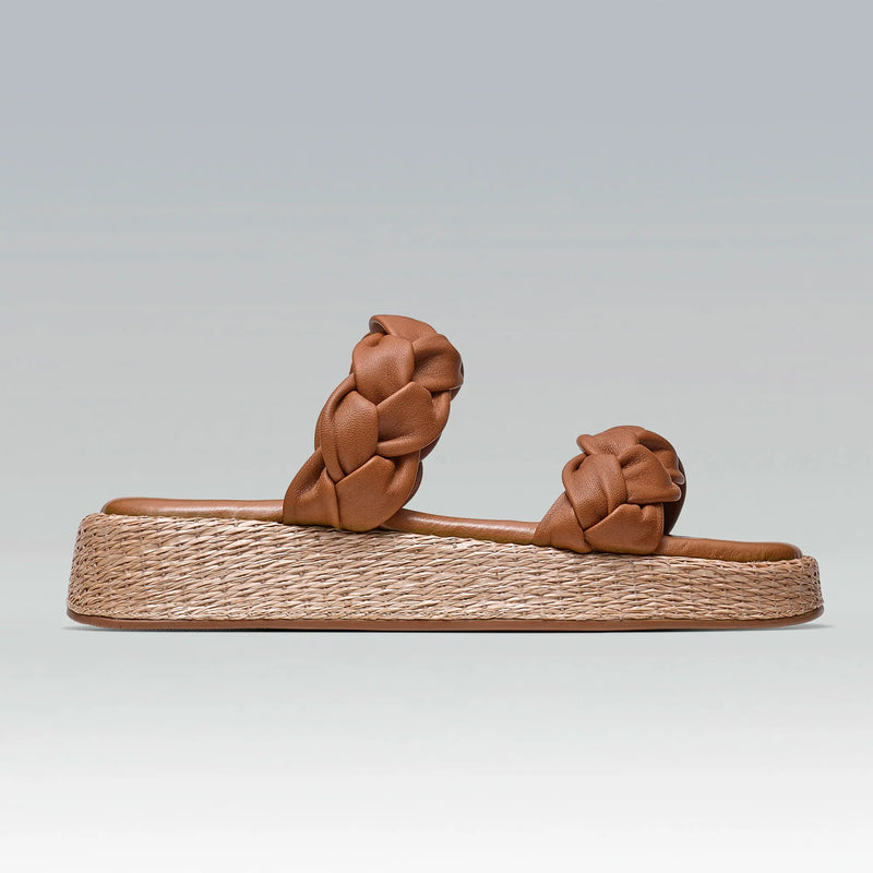 Anabela Flatform Couro Bela Whisky