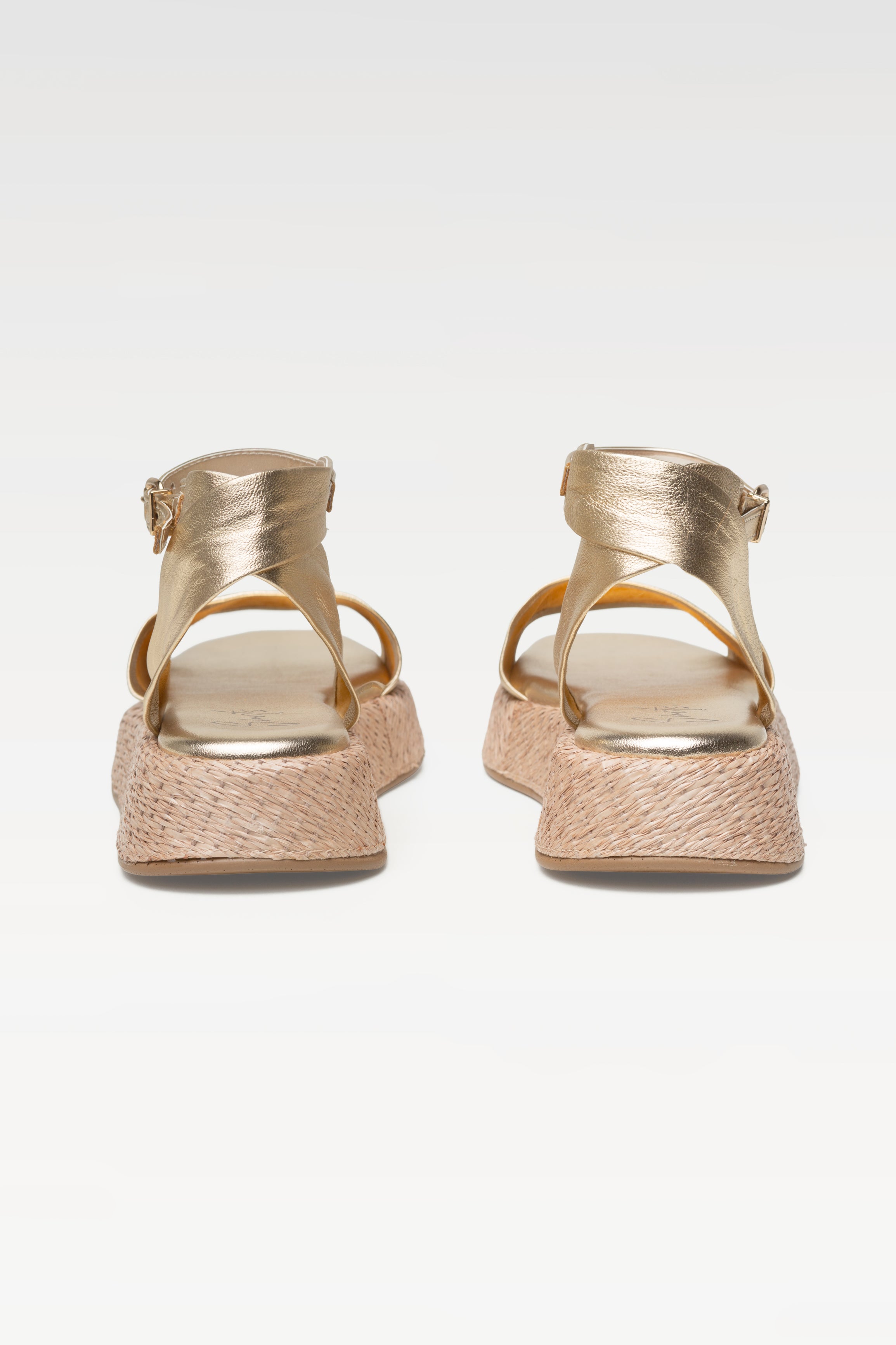 Anabela Flatform Couro Ana Ouro light
