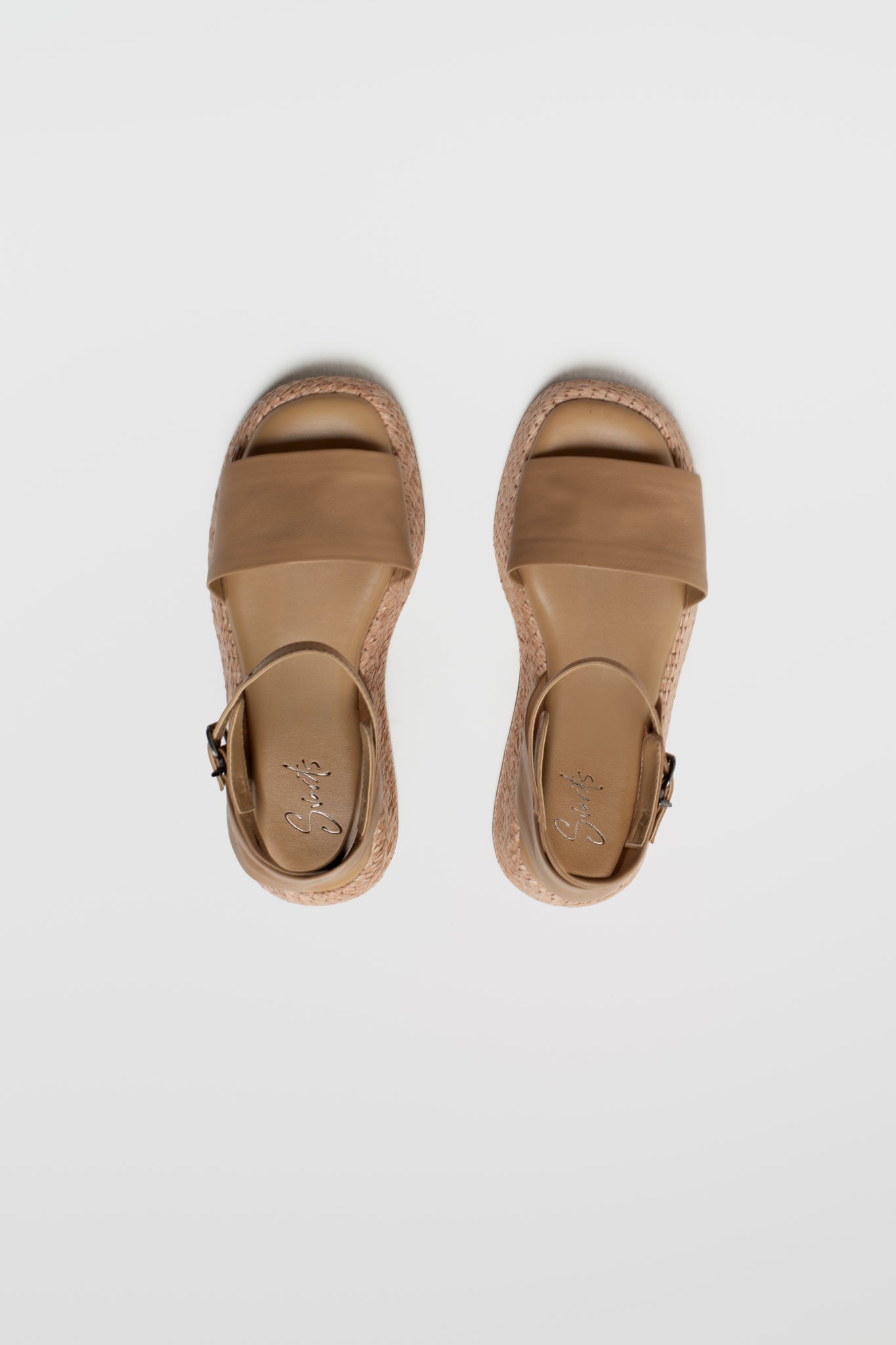 Anabela Flatform Couro Ana Bege