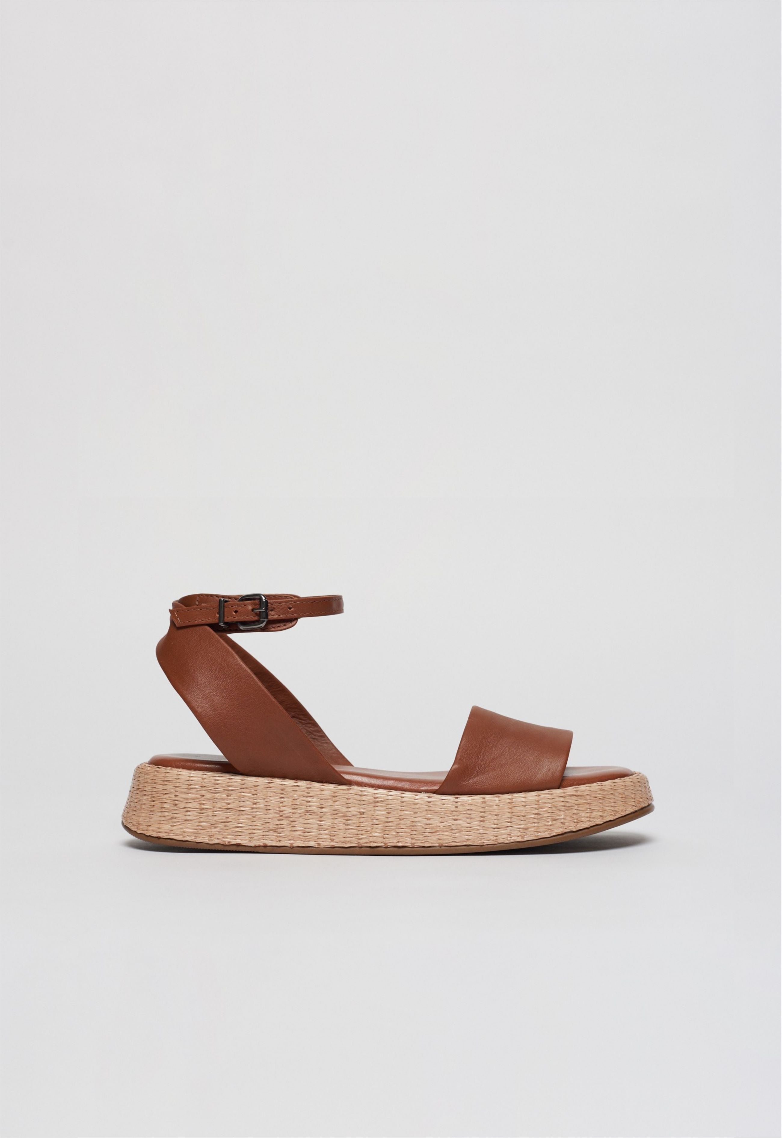 Anabela Flatform Couro Ana Whisky