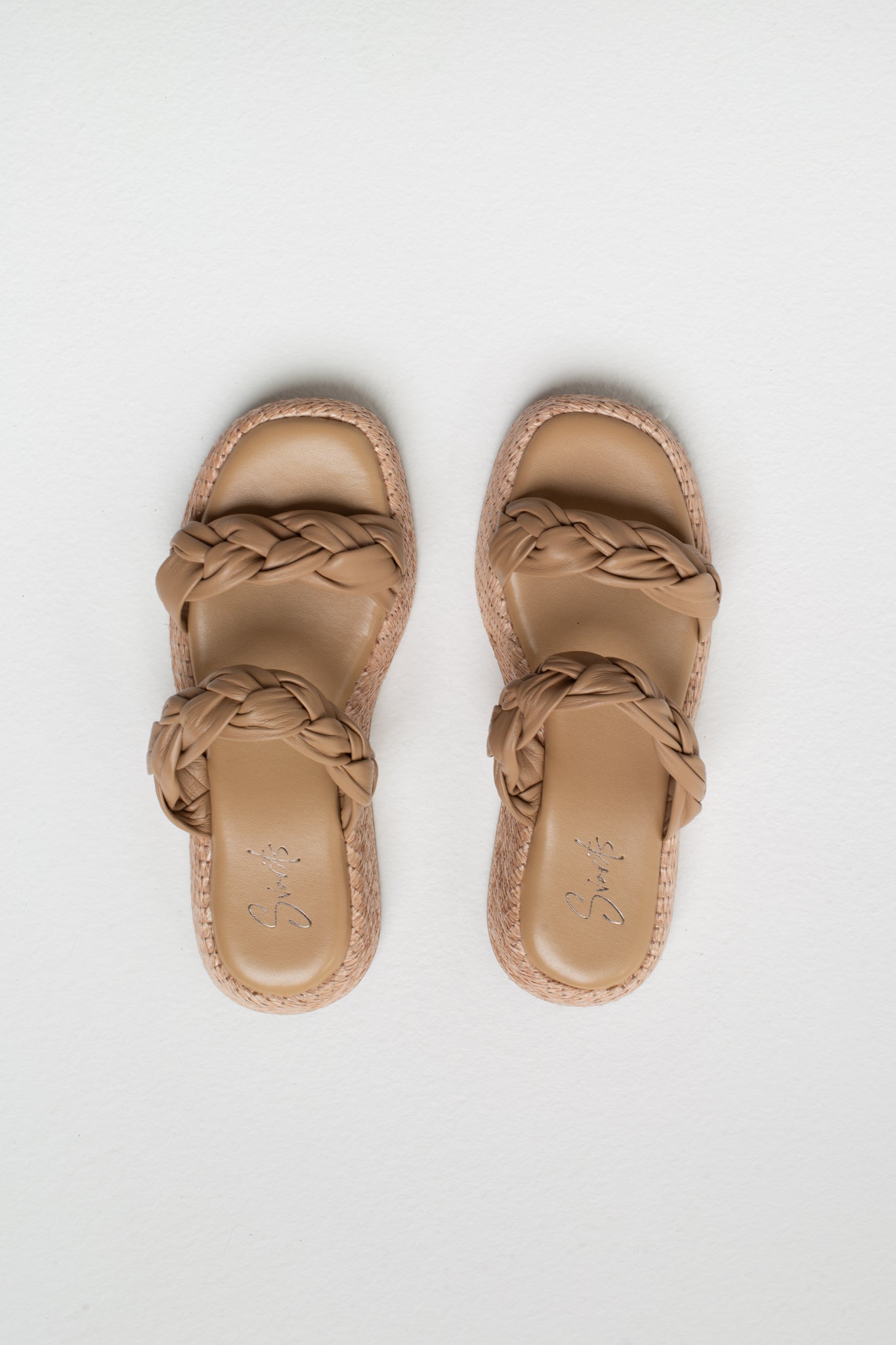 Anabela Flatform Couro Bela Bege