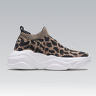 Tênis knit Slip On Animal Print Onça Camel