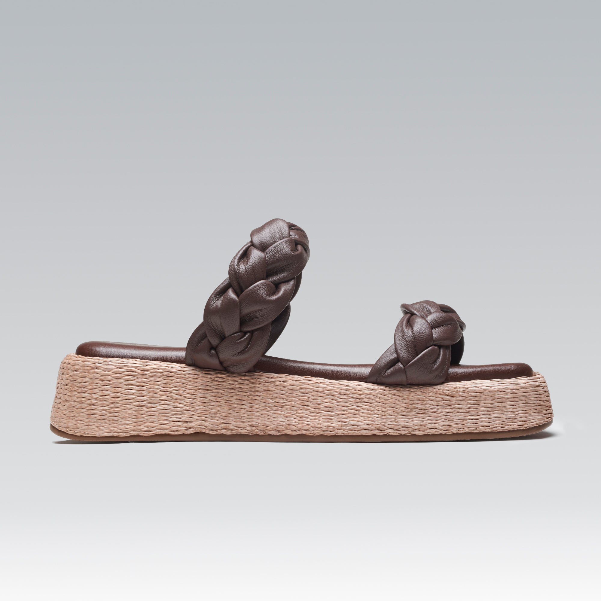 Anabela Flatform Couro Bela Café