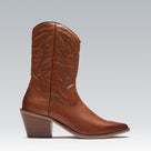 Bota Western Cano Médio Couro Tan