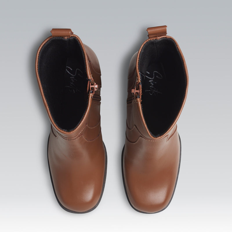 Bota Plataforma Shantal Couro Caramelo